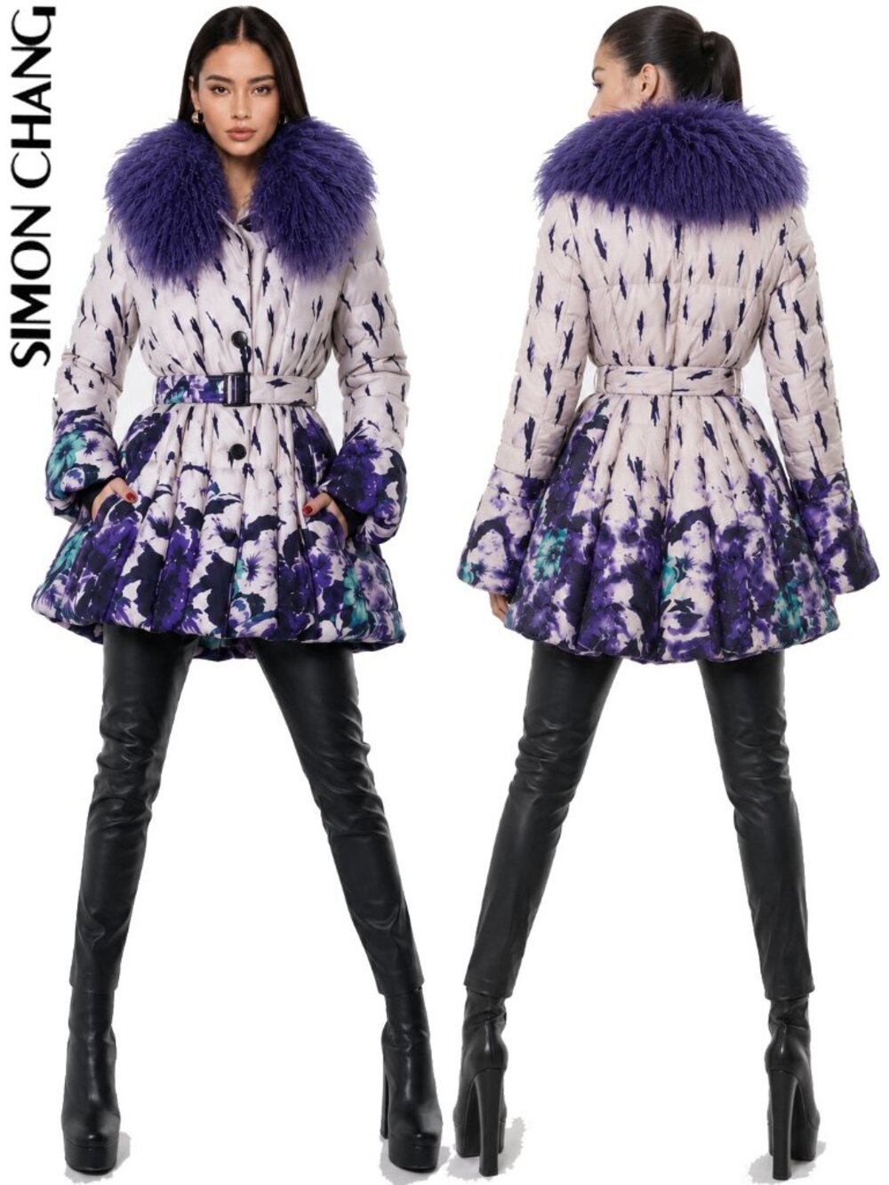 💥SHOWSTOPPER!💥VTG Printed Duck Down Puffer w/ Genuine Mongolian Fur Collar